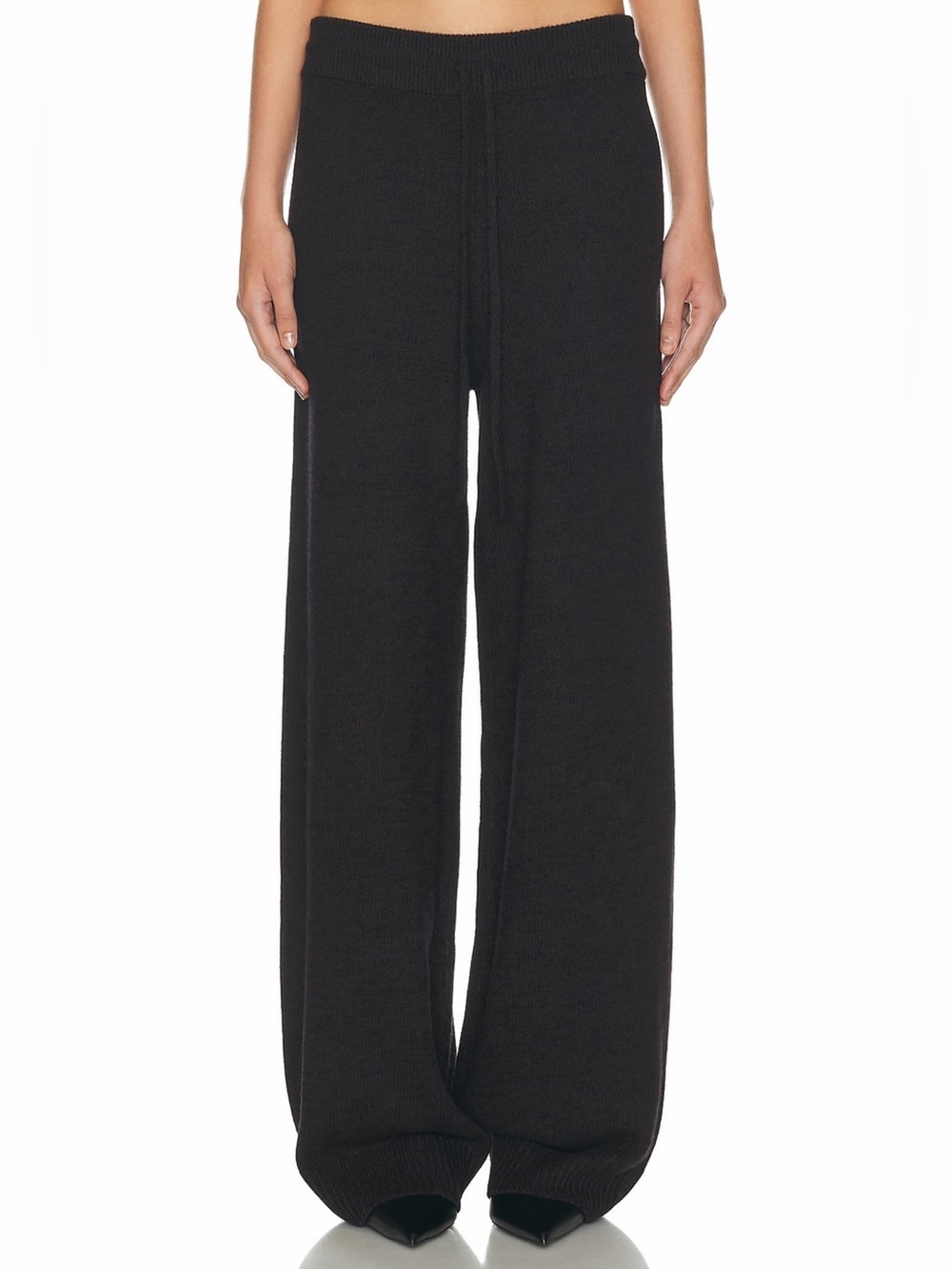 Helsa Revolve Black 100% Wool Wide Leg Paxton Knit Loungewear Travel Pants Small